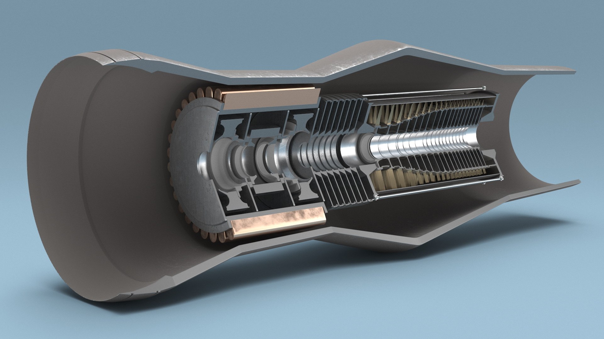 Inside Rotor Jet Engine Turbine In Cutaway 3D - TurboSquid 2381227