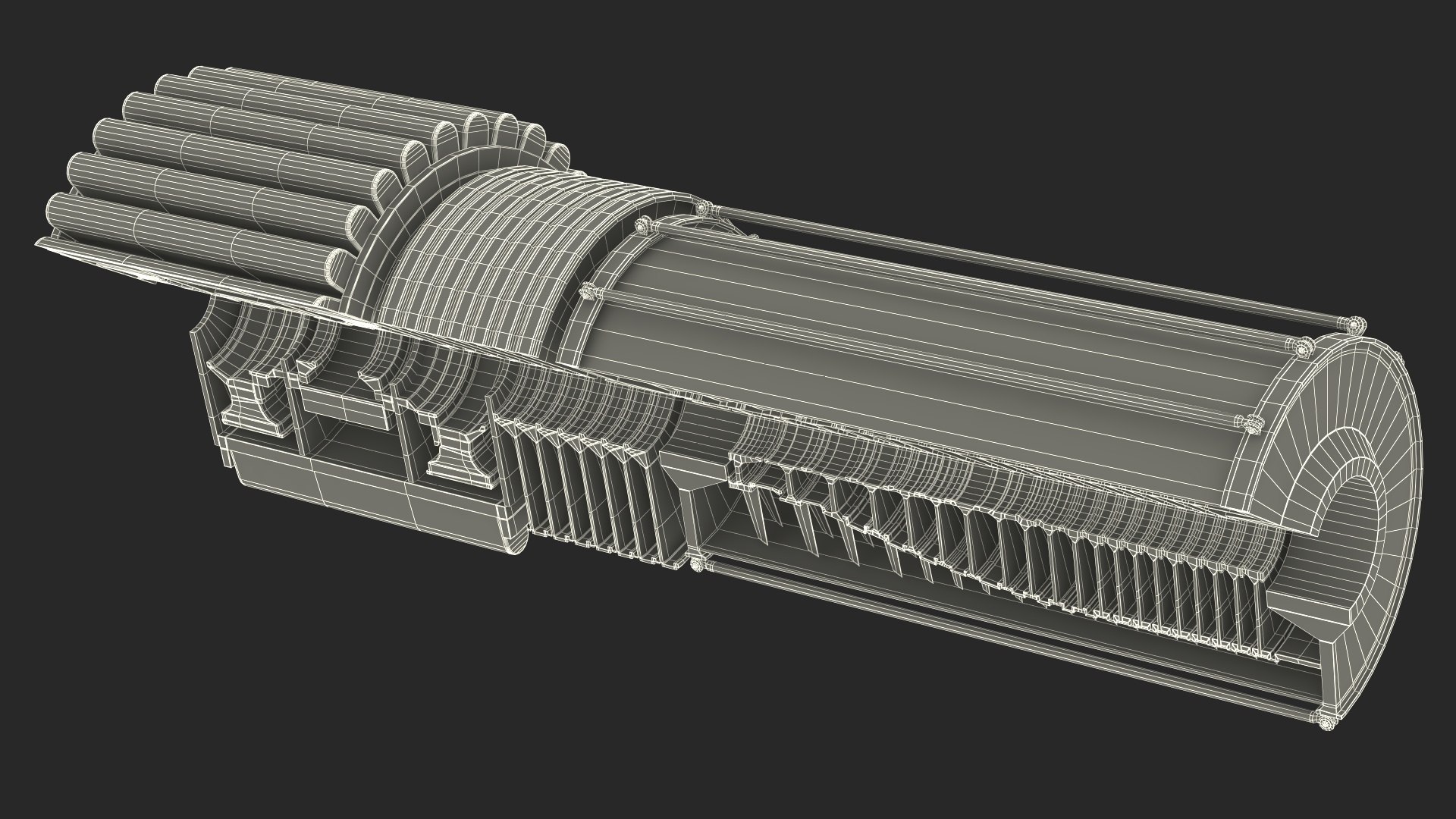 Inside Rotor Jet Engine Turbine In Cutaway 3D - TurboSquid 2381227