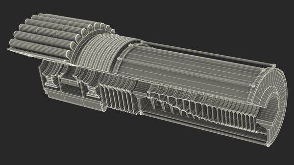 modelo 3d Turbina de motor a reacción con rotor interior en corte ...