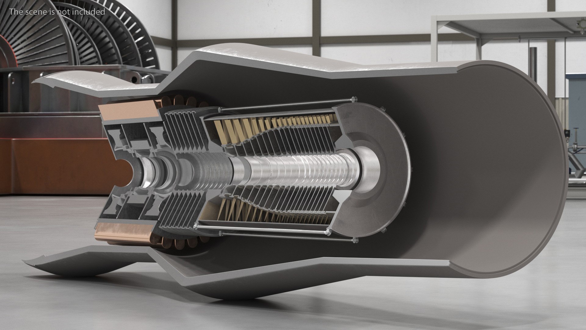 Inside Rotor Jet Engine Turbine In Cutaway 3D - TurboSquid 2381227
