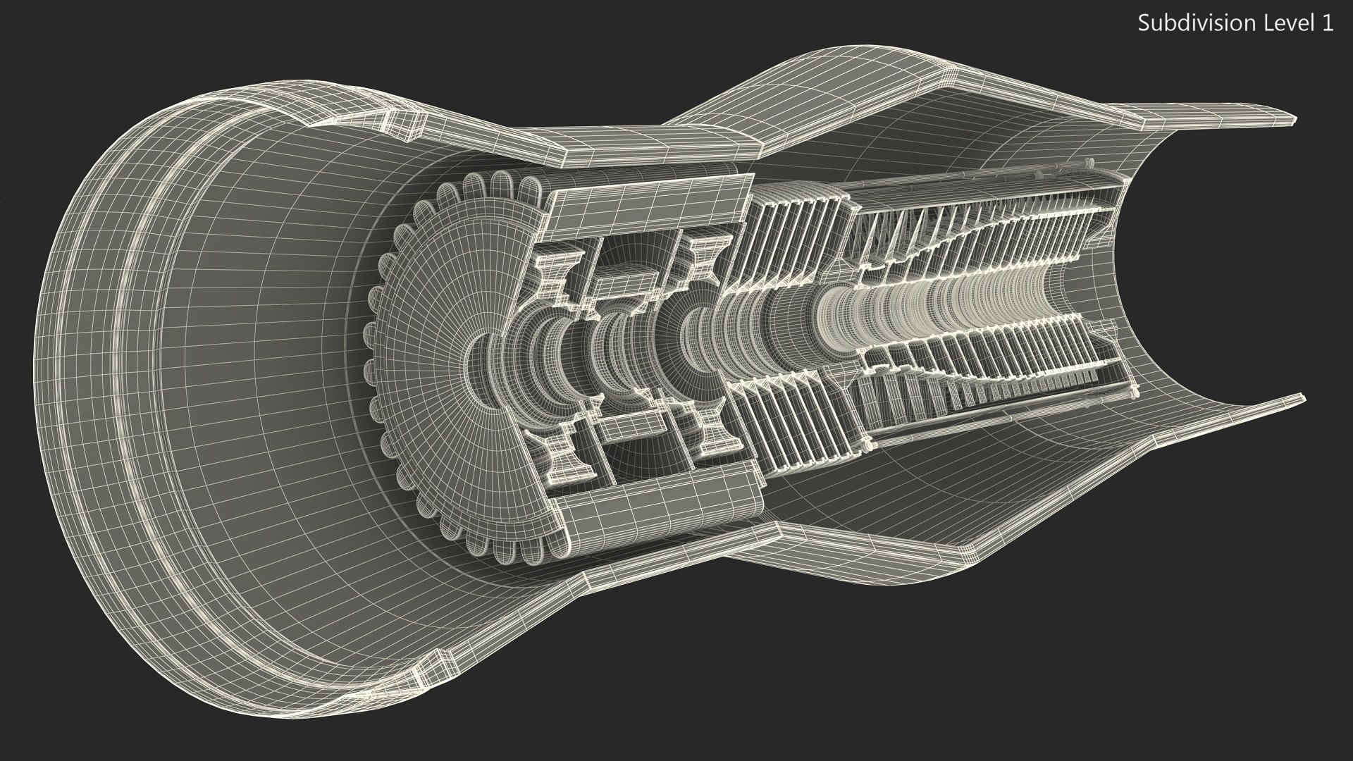 Inside Rotor Jet Engine Turbine In Cutaway 3D - TurboSquid 2381227