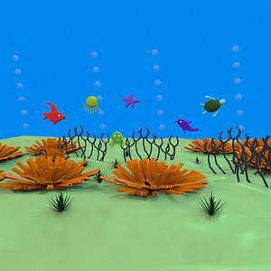 3D low poly cartoon ocean floor