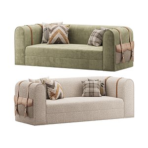 Modern White Boucle 3 Seater Sofa 3D model