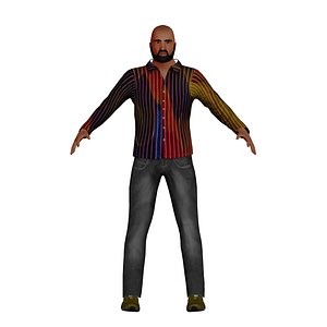 3D bald man beard
