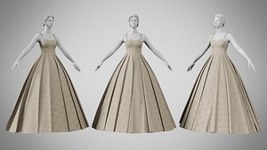 3D Dress 49 Pale Oyster model