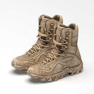 Realistic 3D Model  Tactical Desert Combat Boots 3D model