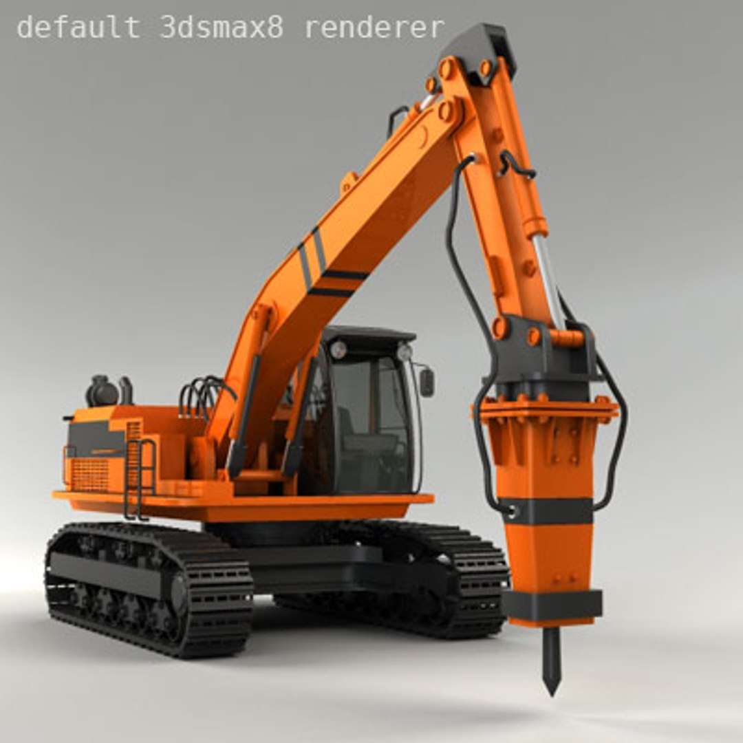 3d model of hammer hydraulic crawler