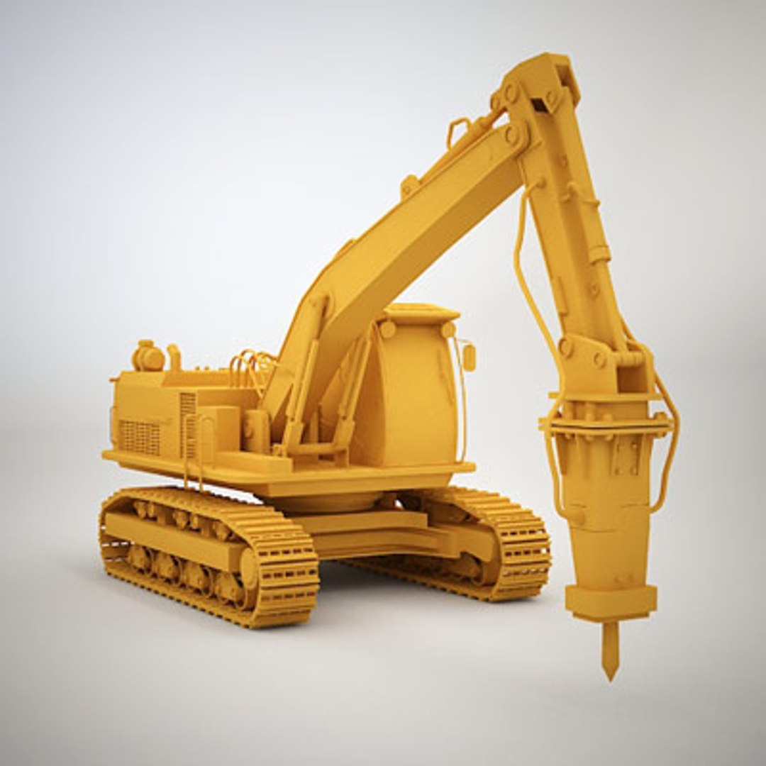 3d model of hammer hydraulic crawler