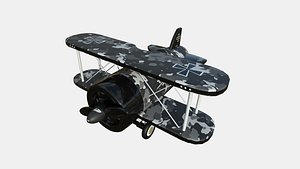 Airplane Cartoon A11 Black Camouflage - Classic Aircraft 3D
