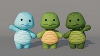Rigged Cartoon Turtles