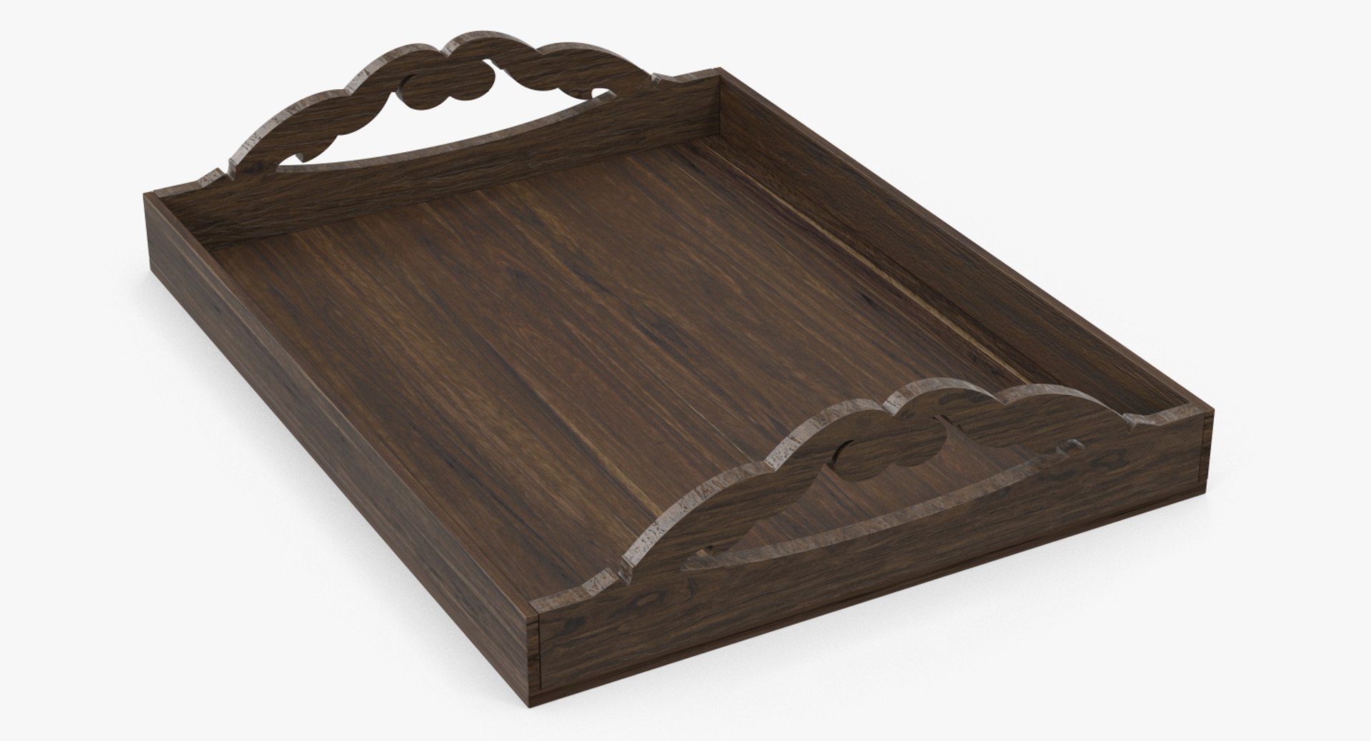 Wooden Tray 3D Model 3D model preview