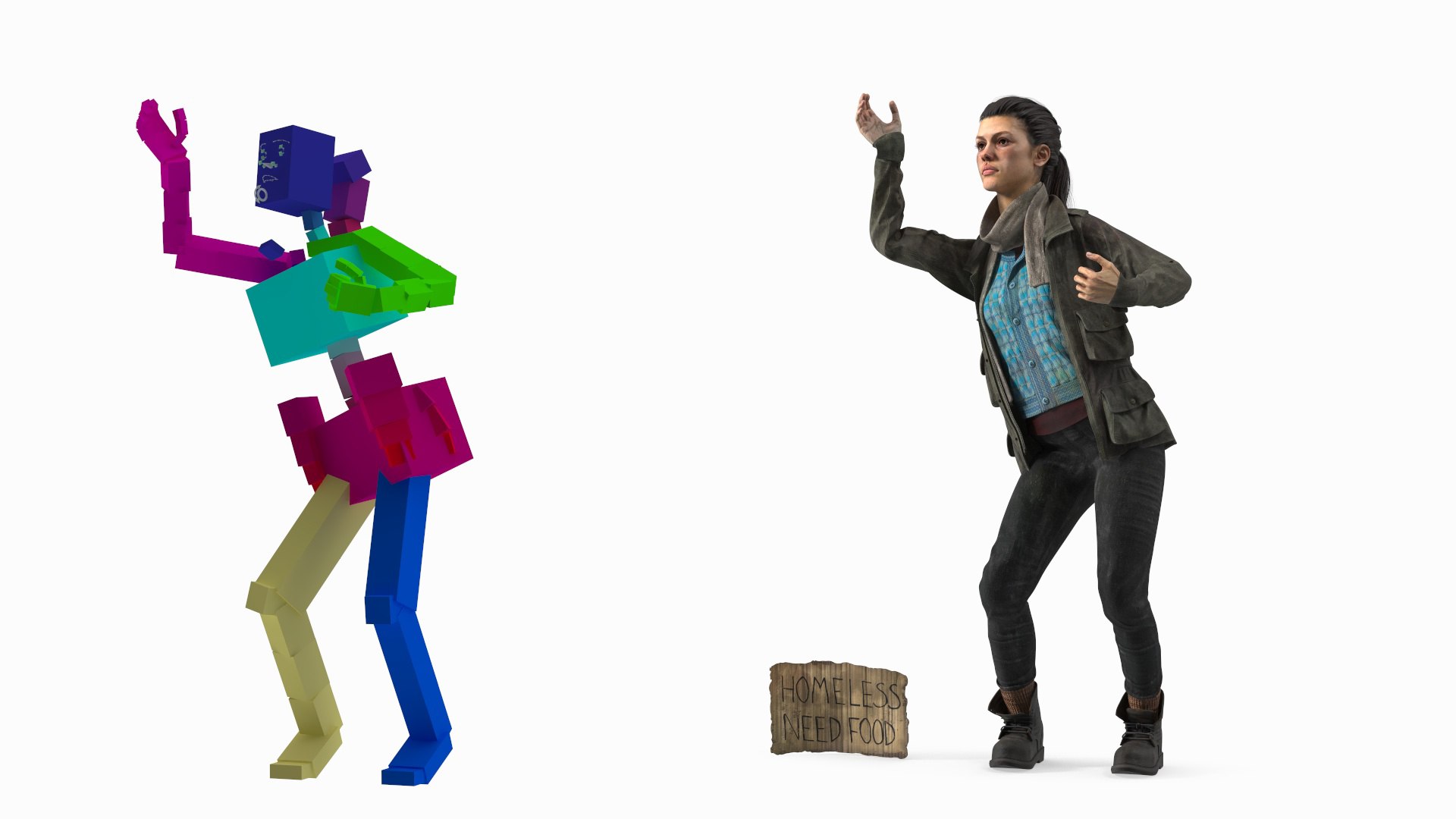 3D Homeless Woman Rigged model https://p.turbosquid.com/ts-thumb/aD/vUNnOG/lA/homelesswomanriggedvray3dmodel002/jpg/1723892687/1920x1080/fit_q87/a4240aa64a8c9a1b1f6eae80ede871dd7c5e9e6d/homelesswomanriggedvray3dmodel002.jpg