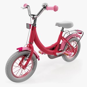 Girls Kids Bike Rigged 3D Model