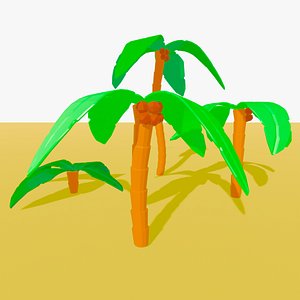 3D Low Poly Palm Trees Pack 4 Variants model