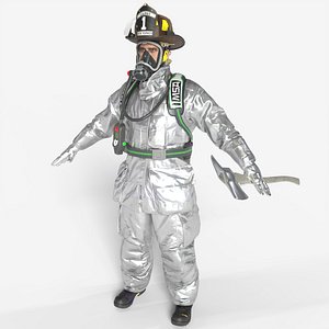 3D firefighter aluminized unreal model
