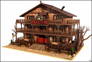 3d model cartoon western saloon