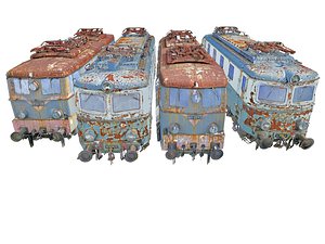 trains locomotives pack railroad tracks 3D model