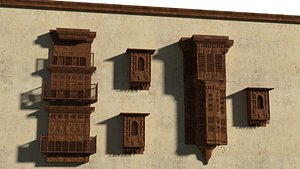 3D old wooden houses jeddah