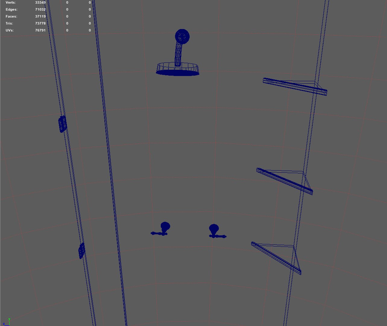 Rectangle shower stall hardware 3D model - TurboSquid 1548568