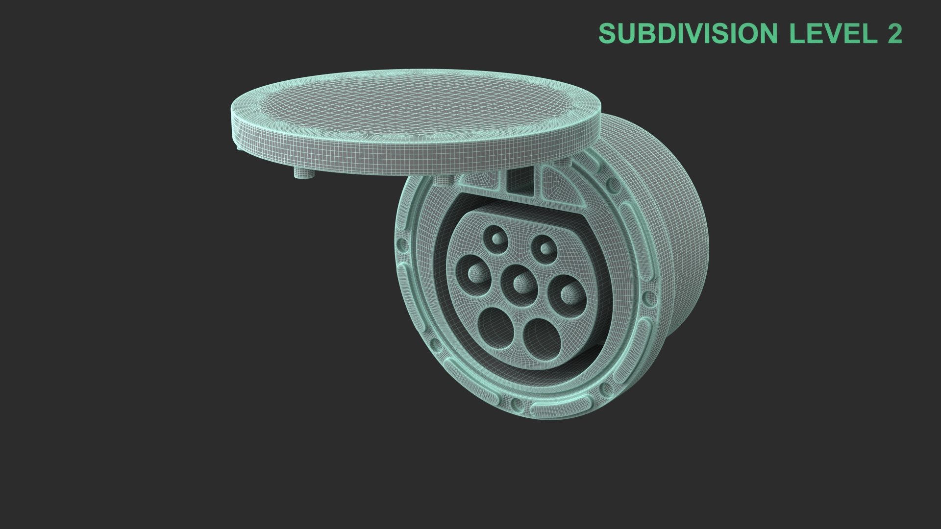 EV Charging Plug Socket 3D model https://p.turbosquid.com/ts-thumb/aE/DKwGjv/EU/wireframe_0001/jpg/1759949285/1920x1080/fit_q87/4b92681c721f6a4101b413a8adaa7cdcfcb09c47/wireframe_0001.jpg