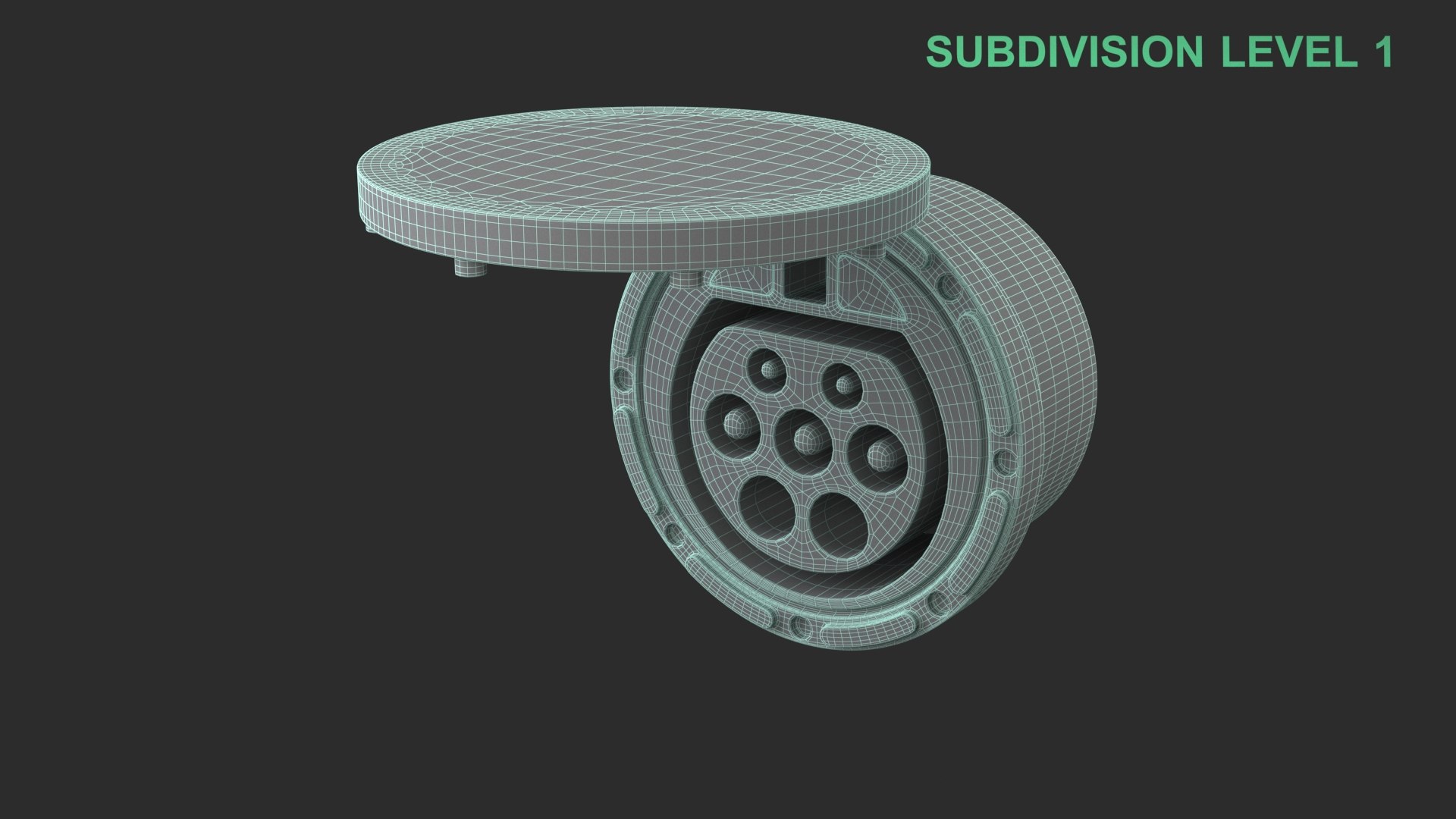 EV Charging Plug Socket 3D model https://p.turbosquid.com/ts-thumb/aE/DKwGjv/lA/wireframe_0004/jpg/1759949286/1920x1080/fit_q87/589ba5654c08a3b96b69802f2d0098cae98017cc/wireframe_0004.jpg