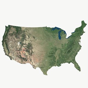 United states mainland detailed PBR landscape map model
