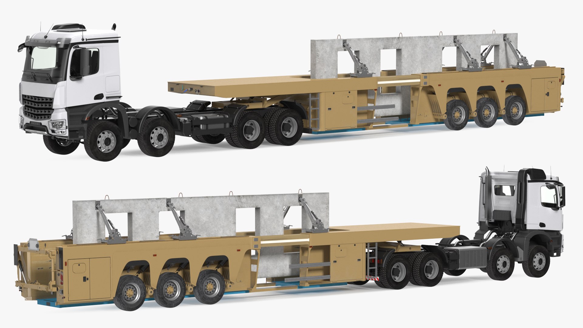 Truck with Concrete Panel Semi Trailer 3D model preview