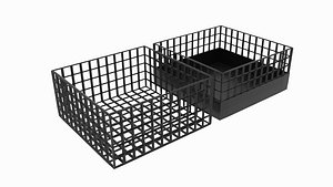 3D square wireframe bin