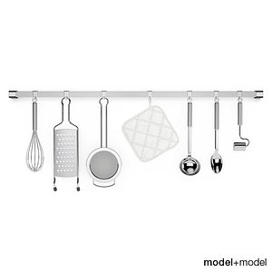 Kitchen tools on rail