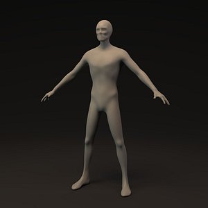 Human Male - Skinny Man Lo Poly Base Mesh
