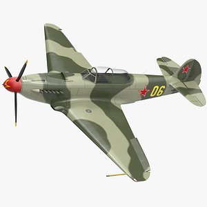 Soviet WWII Fighter Aircraft Yak-9 Rigged 3D Model