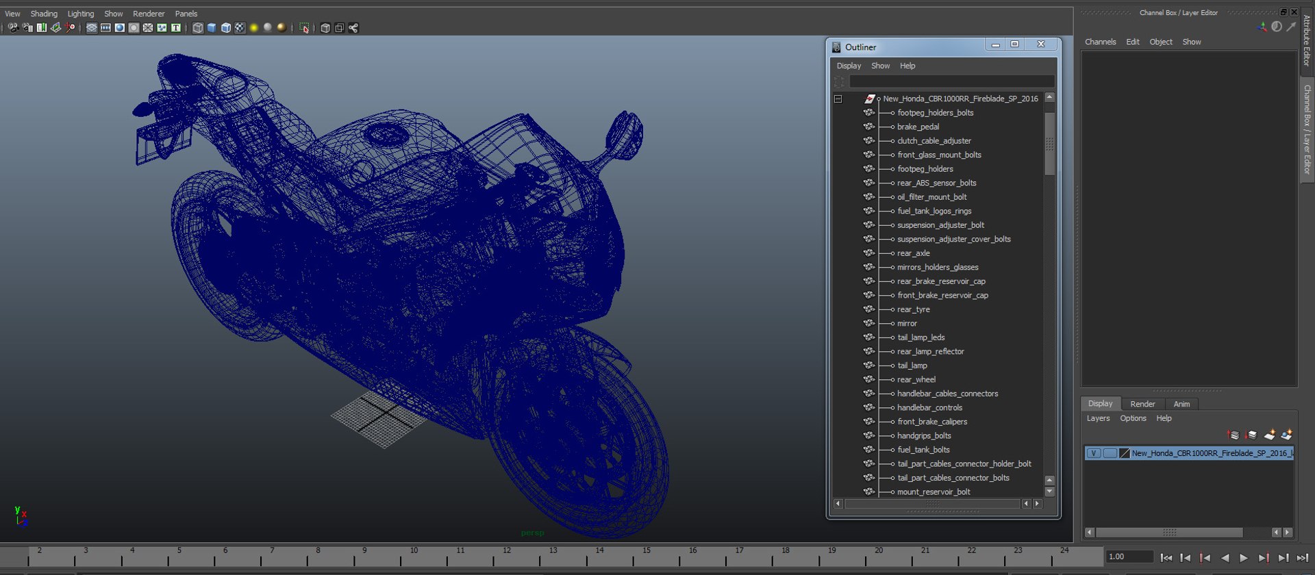 New Honda CBR1000RR Fireblade SP 2016 3D Model 3D model preview