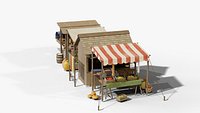 Medieval Market Stalls Pack - 5 Game Ready PBR