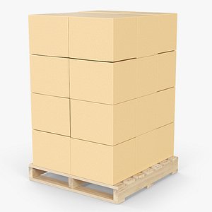 Tall Box Stack on Euro Pallet Brown and Wood