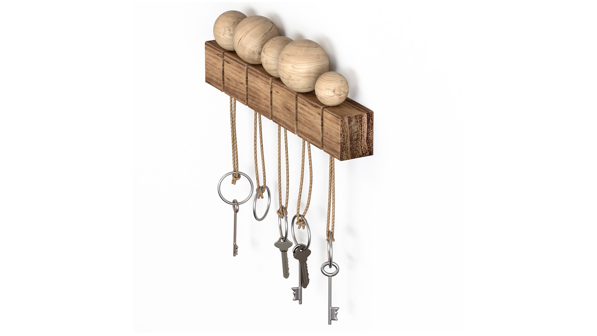 3D wall mounted keyholder with wooden key rack model - TurboSquid 2108665