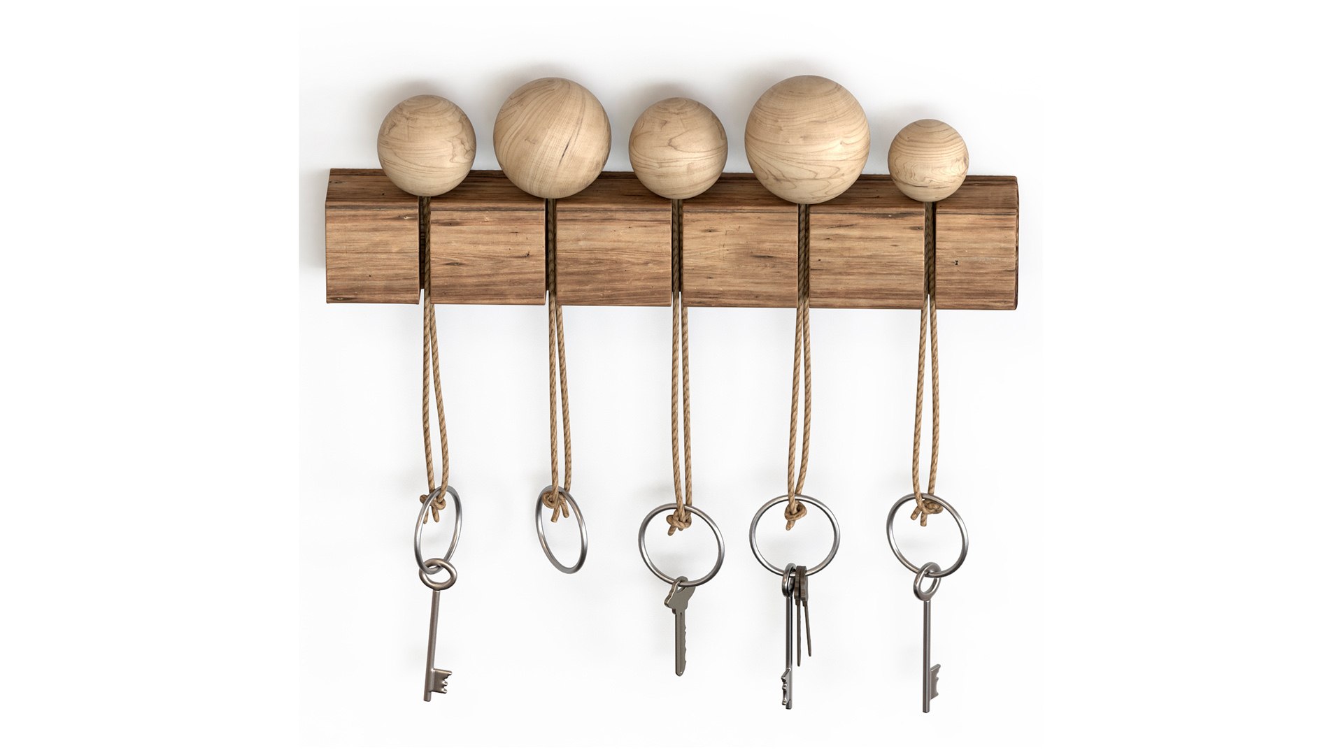 3D wall mounted keyholder with wooden key rack model - TurboSquid 2108665