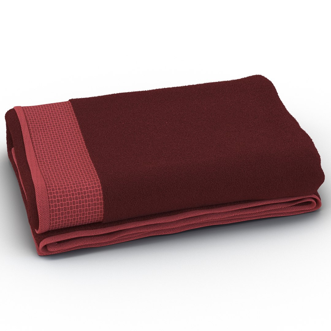 Towel Red with Fur 3D Model 3D model preview