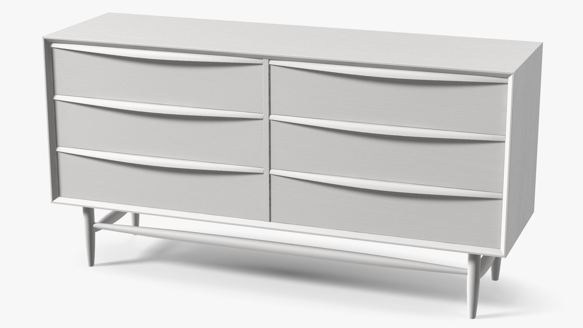 Mid Century Modern Dresser White 3D model preview