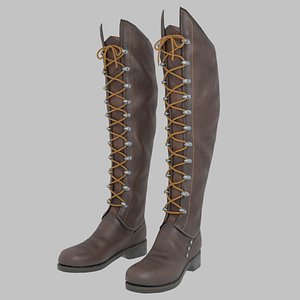 Knee-high Leather Boots 3D