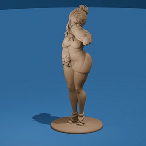 Sexy Toon Girl Blowing a Kiss 3D Printable Stylized Pinup