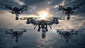 Modular Sci-Fi Military Drone Tactical Strike Unit PBR Low Poly Low-poly 3D model