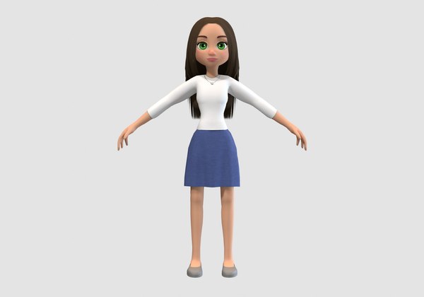 basic cartoon girl 3D model