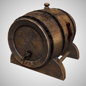 Old Wine Barrel 3D model