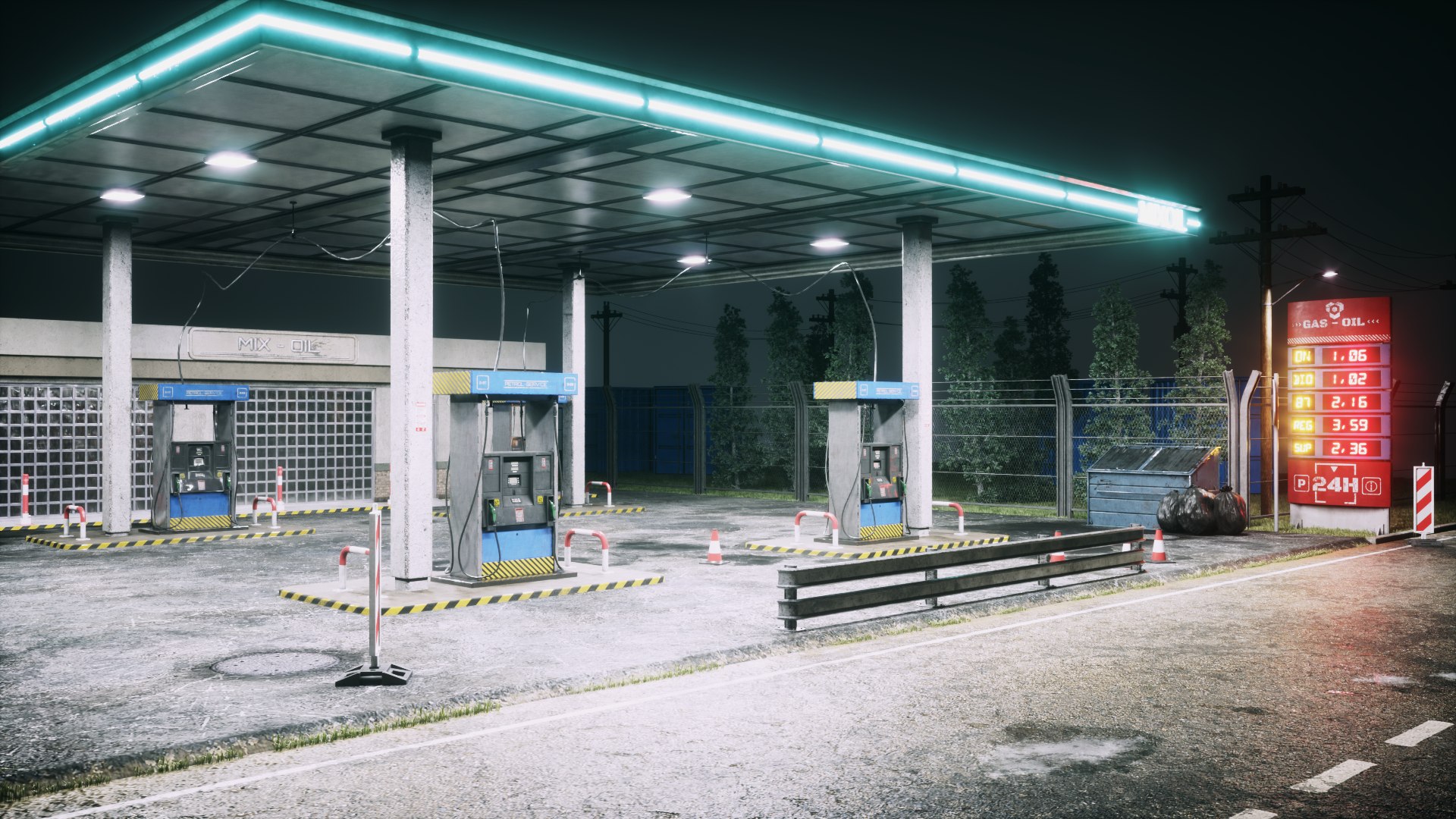 Gas Station Night Scene 3D Model - TurboSquid 1401235