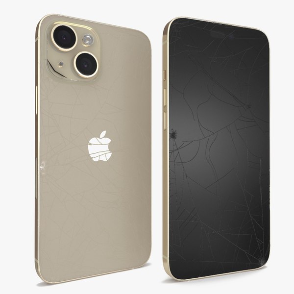 IPhone 15 Plus Golden Cracked Glass 3D model