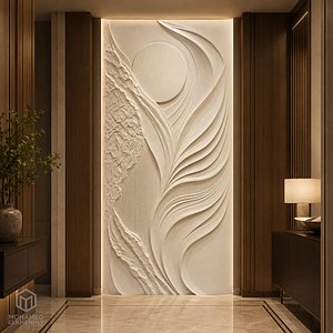 3D model Modern Abstract Organic Decor Bas Relief Mural STL CNC 36