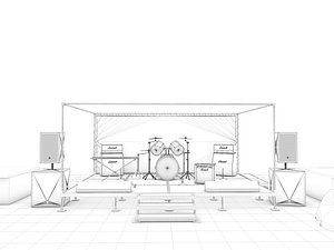 music scene 3d c4d