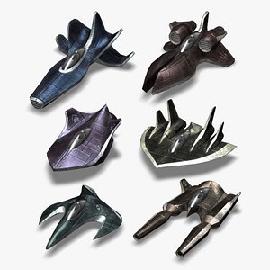 3d 6 x spaceships model