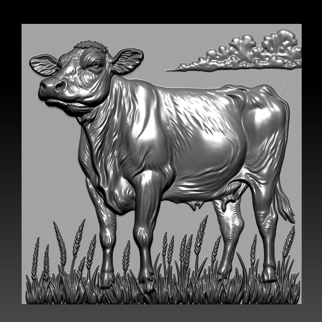 Cow Bas-relief 3D Model - TurboSquid 2440243