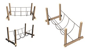3D Playground Wooden Log Balance Beam model